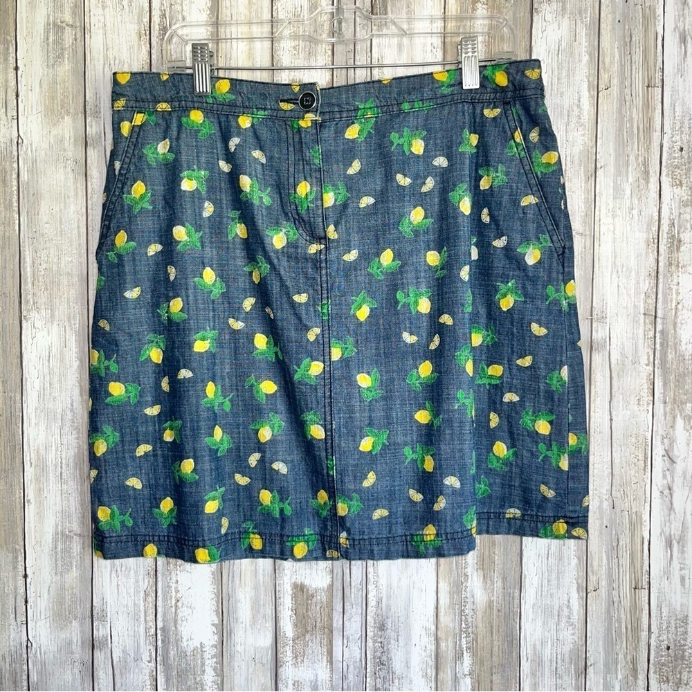 Karen Scott Lemon Print Denim Skort - Picture 2 of 6